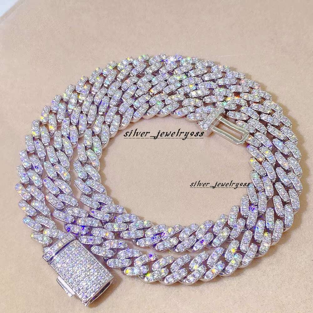 Hip Hop Jewelry 8Mm K Sterg Sier Moissanite Chain Cuban