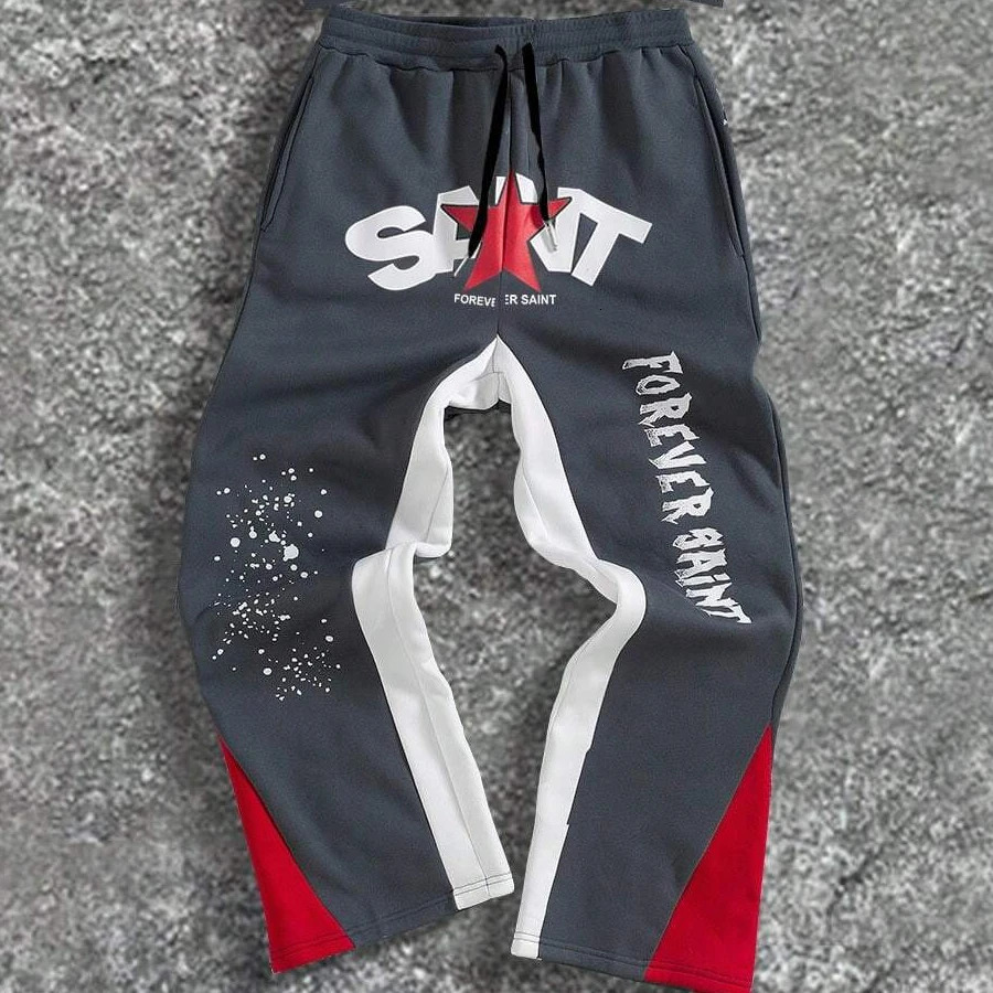 fashion letter star pattern hoodie Y2K men clothing Harajuku women casual chic stitching sports pants couple suit sportswear 250324