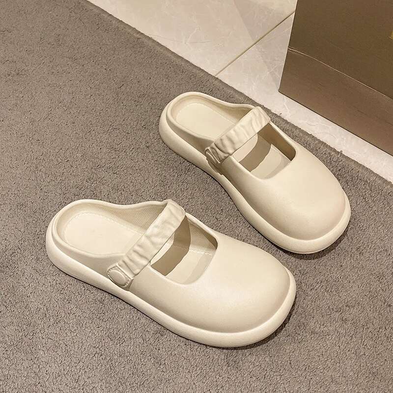 Mary Jane Platform Slippers Woman Flat Designer Women's Sandals Summer 2025 Casual Beach Footwear Girls Indoor Fashion