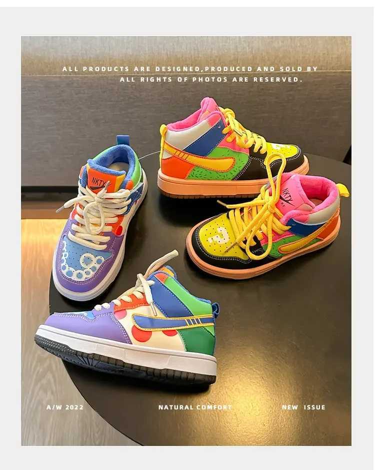 New childrens casual shoes seasonal childrens sports shoes painted duck basketball sports shoes boys and girls sports shoes board shoes W250324