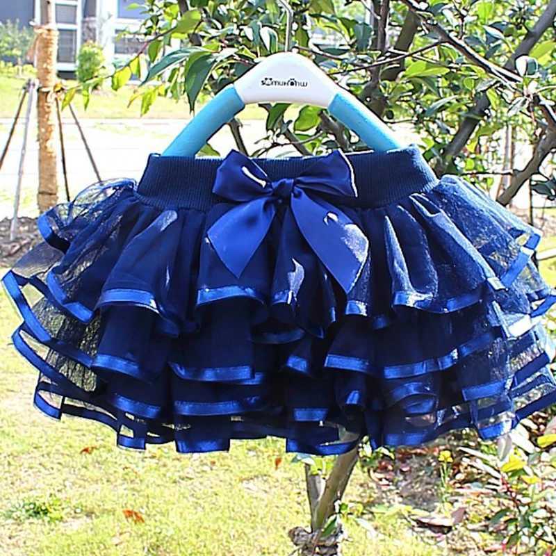 Tutu Skirt Girls Cake Tutu Pettiskirt Dance Mini Skiing Birthday Princess Ball Dress Childrens Clothing 4-Layer Chiffon SkiingT250325