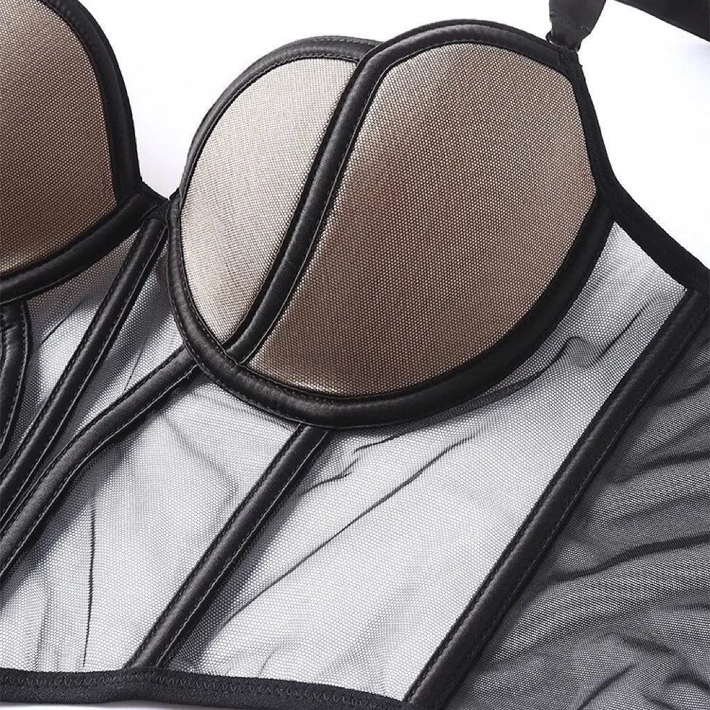 Womens Evening CorsetChic Mesh Fishbone Camisole Inner Wear Outer Wear Corset Crop Top Waist-Tight Sexy Bra White Gopia250324 - view 5