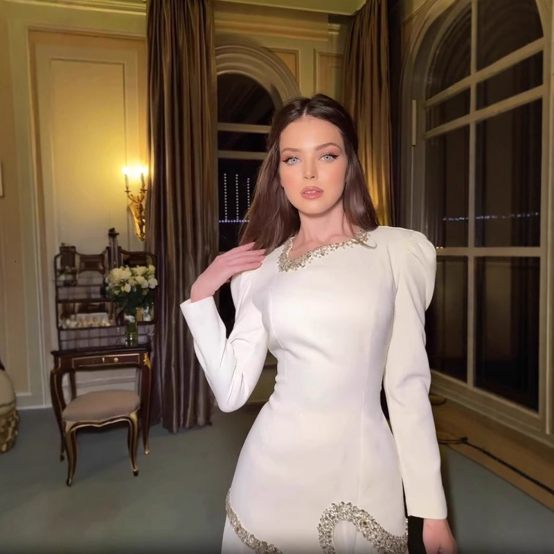 2025 Spring Flowing Light Pure White Diamond Edge Elegant Long Dress Set