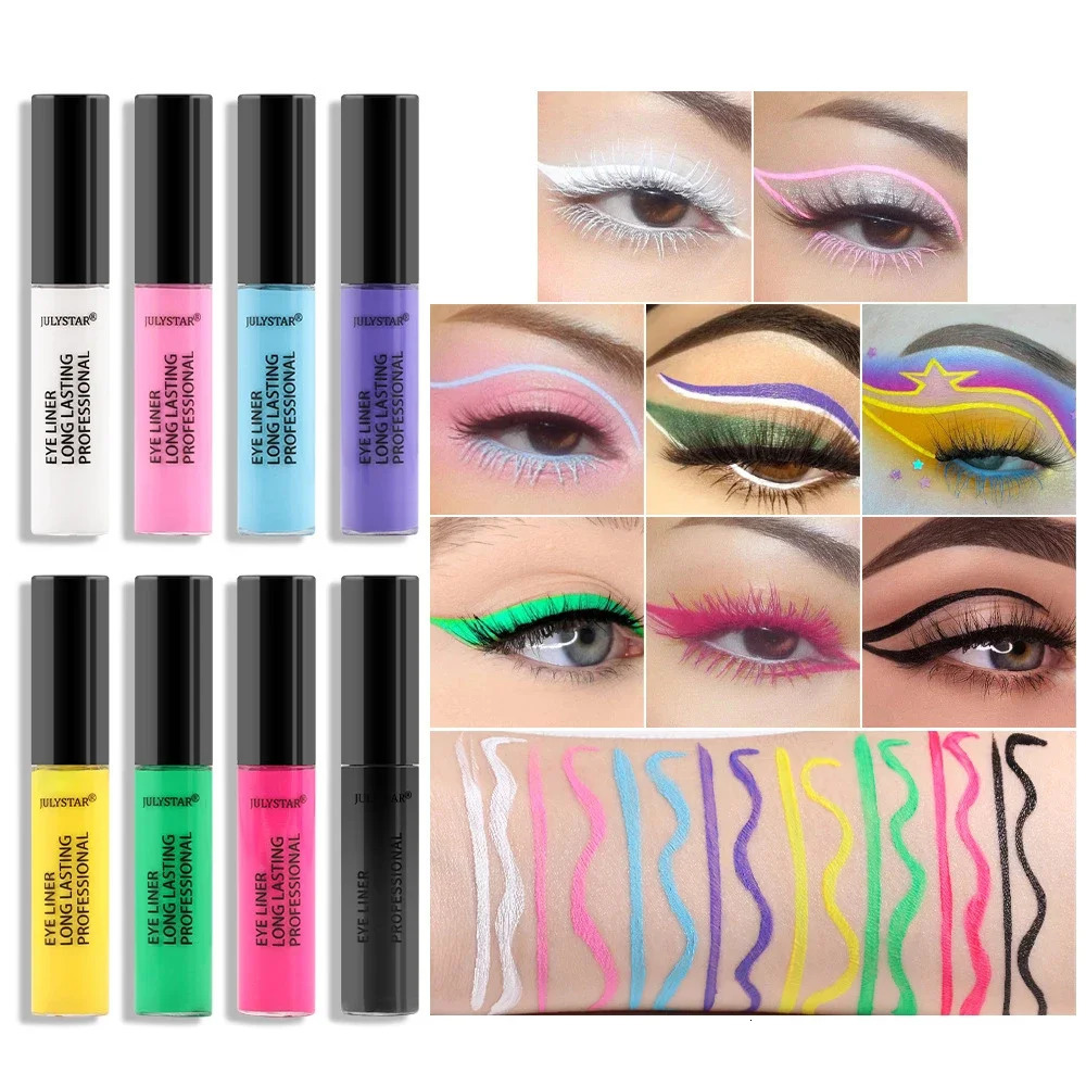 8 Color Eyeliner Liquid Pencil Waterproof Easy To Wear Make Up Matte Eye Liner Blue Pink Green White Black Purple Yellow Eyliner 250324