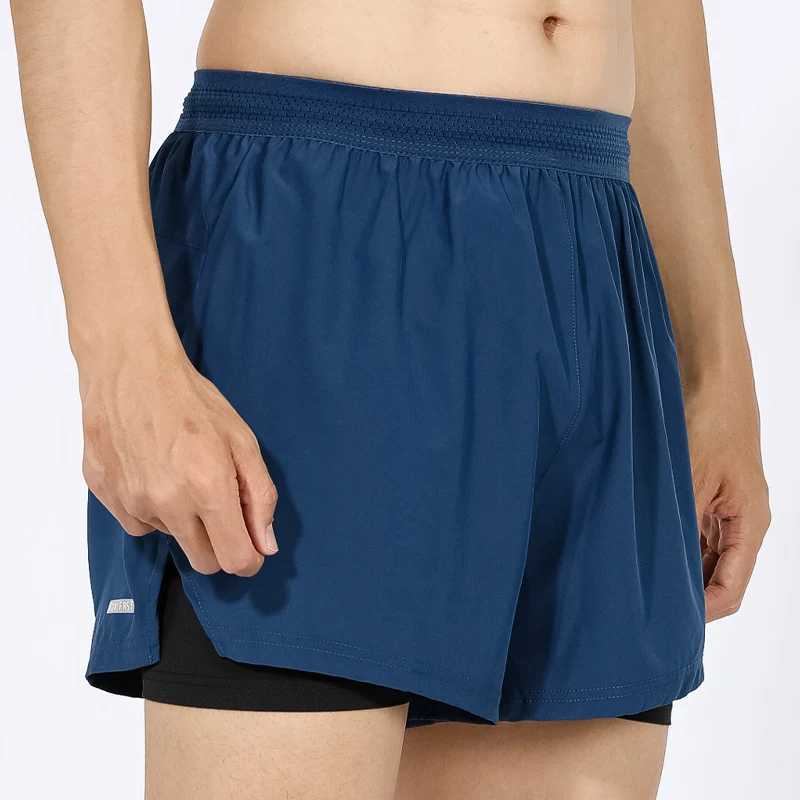 Mens brand shorts running and fitness sports pants 2-inch double-layer jogging and fitness outdoor training beach pants W250324