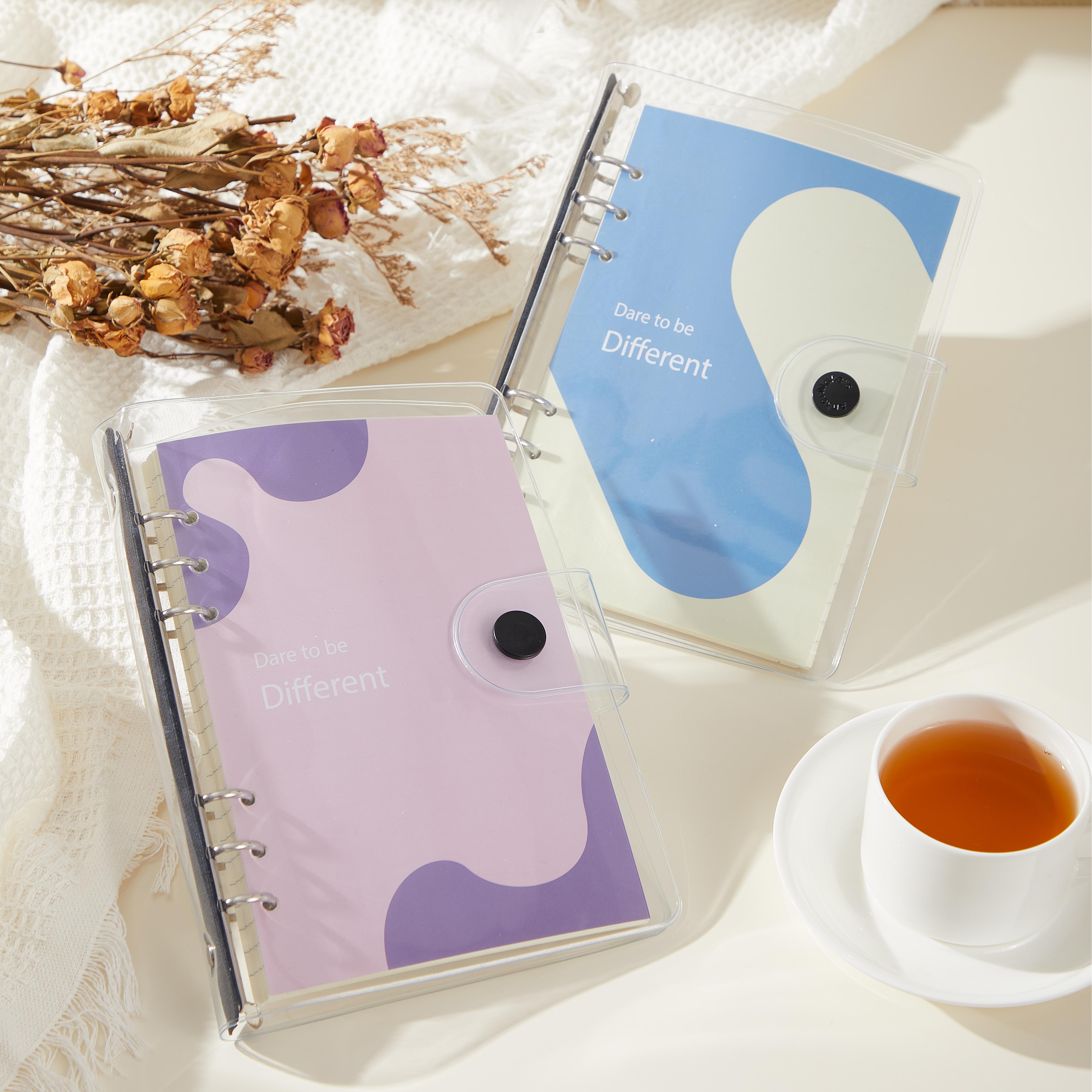 Versatile Translucent PVC Circular Ring Binder - Essential Desk Accessory for Efficient;A5 Notebook Binder - 6 Ring A5 Binder PVC Binder Refillable