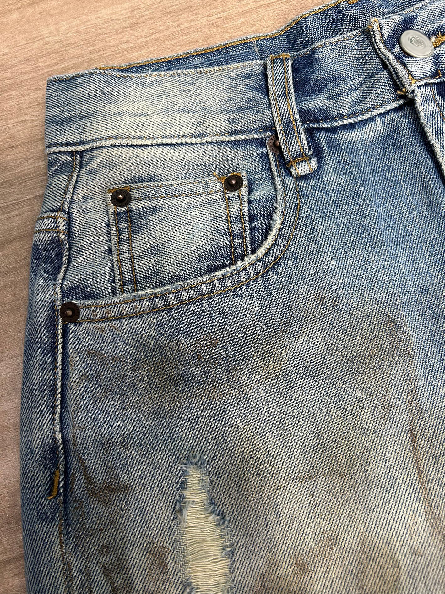 womens Nordic minimalist high waisted loose straight leg dirty pants nostalgic ripped jeans Z260313