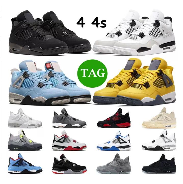 Big kids Designer shoes 4s basketball shoes for youth toddler Black Cat Military Sail Red Thunder White Oreo Cool Grey Red Sneakers Blue University outdoors 3Y 7y