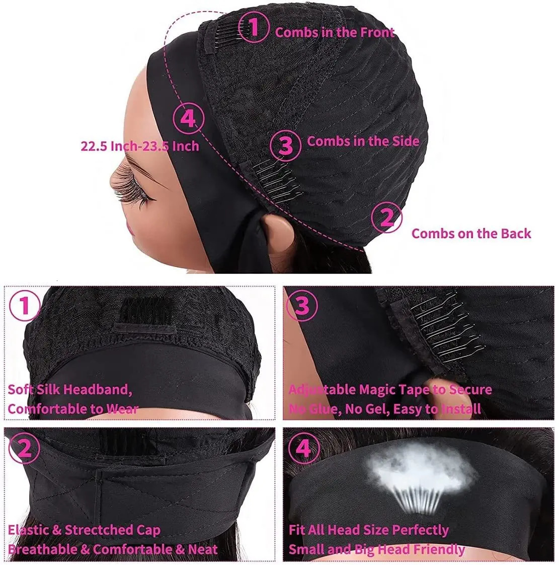 Straight Short Bob Wigs with Headband 10 12 14 inch Synthetic Machine Made Wigs for Black Women Cosplay Heat Resistant 250325