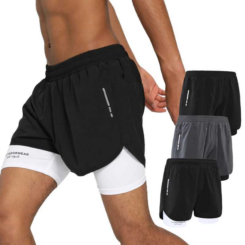 Mens sports shorts 2-inch double-layer brand beach casual shorts letter printing marathon running five pairs of pants quick drying gym shorts W250324
