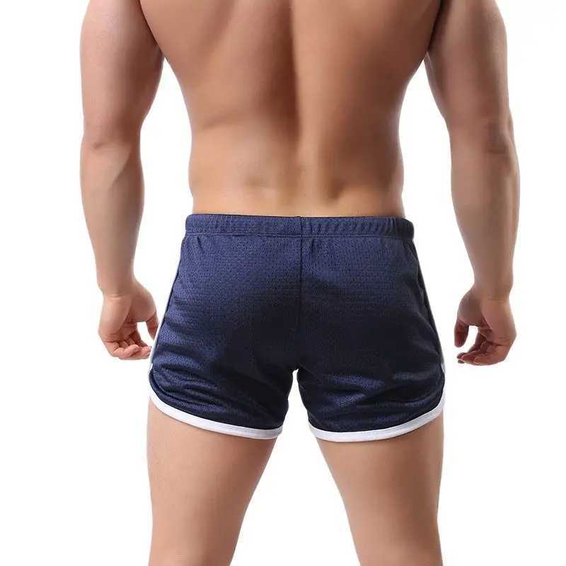 Mens running shorts fitness shorts double-layer mesh hollow sexy sports shorts fitness gym jogging shorts W250324