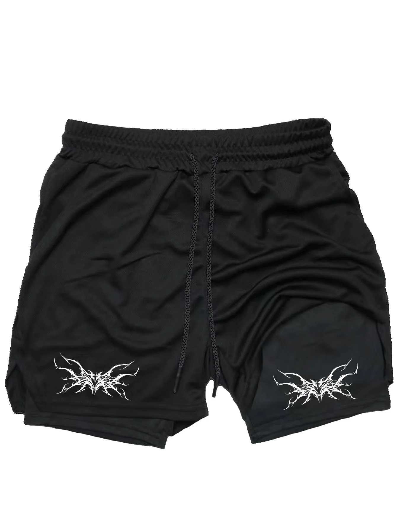 Mens sports shorts 2 jogging and running training in the gym breathable fitness double-layer hidden pocket shorts W250324
