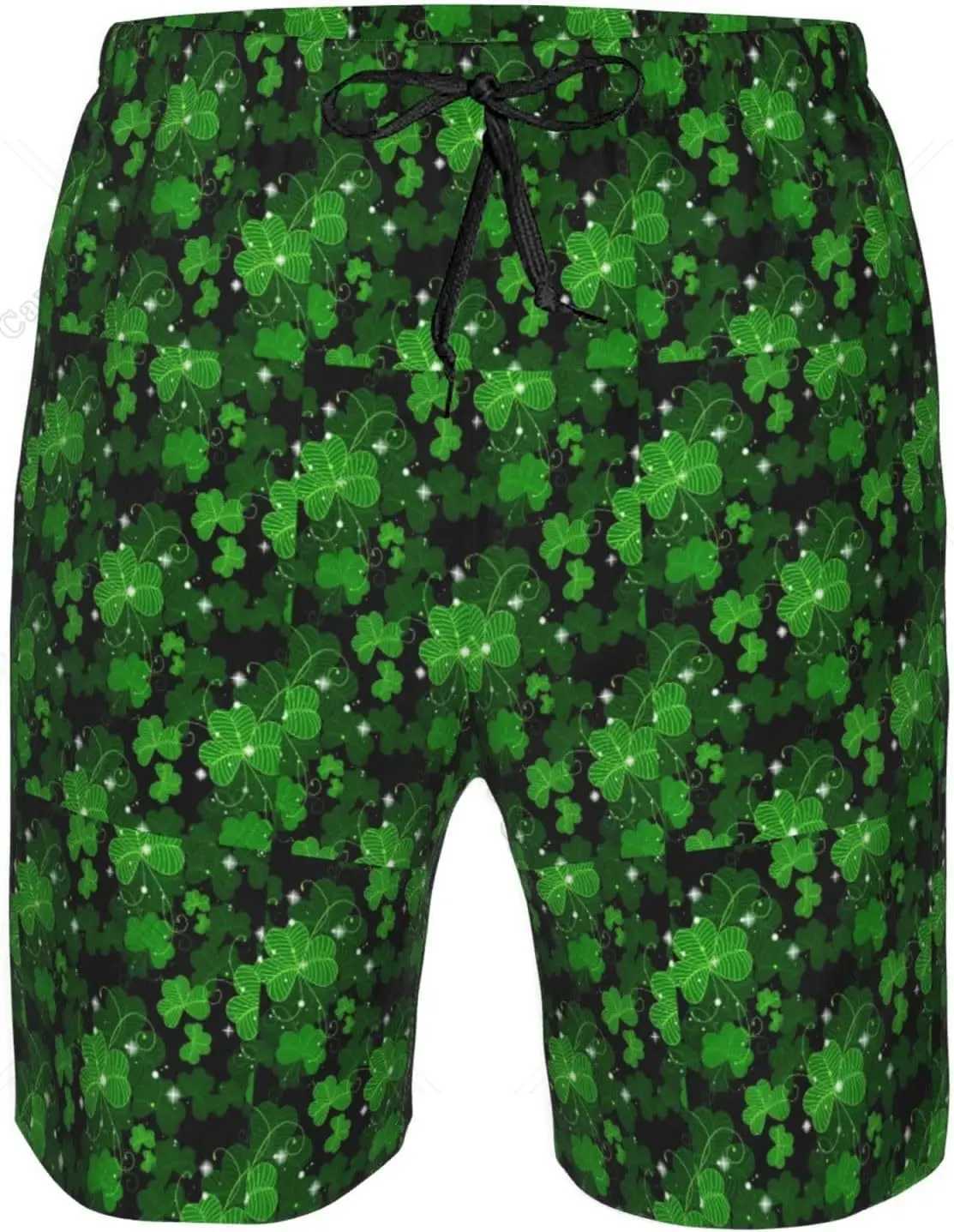 St. Patrick Clovers Mens Summer Casual Beach Shorts Mens Quick Drying Mens Pull up Waist Surfing Swimming Shorts W250324