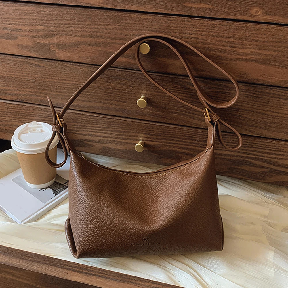 Women All-Match Crescent Bag Large Capacity Simple Shoulder Bag PU Leather Casual Sling Bag Date Party Bag 250324