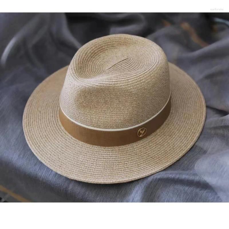 Berets Natural Panama Soft Shaped Straw Hat Summer Women/Men Wide Brim Beach Sun Cap UV Protection Fedora Birthday Gift