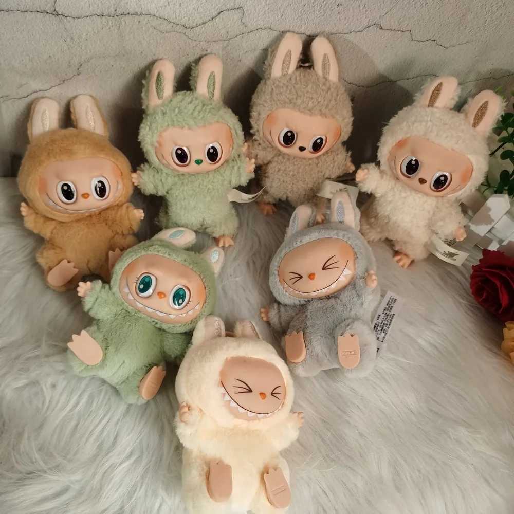 17cm Pop Mart Cute Labubu Fabric Mysterious Blind Box Heart Rhythm Macaron Series Doll Labu Fabric Plush Backpack Pendant Toy GiftT250325