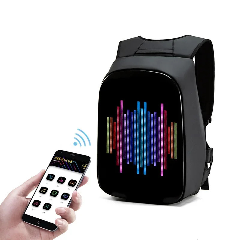 Large Motorcycle Riding Hard Shell Helmet Bag Full Helmet LED Backpack Luminous Display LED Screen Backpack 250321