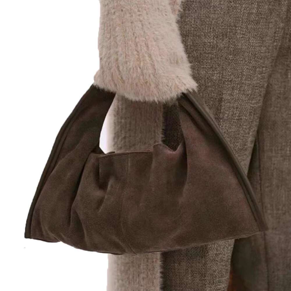 2025 Fashion Ruched Handbags Vintage Faux Suede Shoulder Bags For Women Designer Frosted Clutch Female Cloud Dumpg Bag