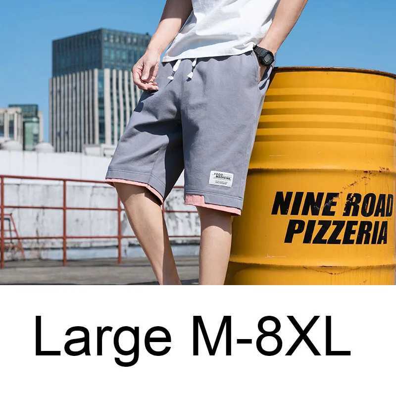 2022 cotton summer new style pull rod shorts mens casual jogging sweatshirt plus size fitness shorts 6XL 7XL 8XL W250324