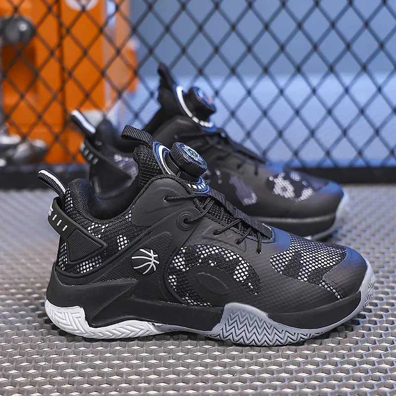 Childrens high basketball shoes boys anti slip running shoes thick soled durable childrens outdoor training shoes W250324