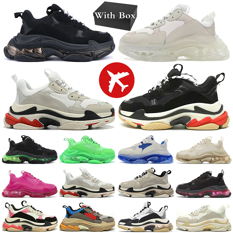 With Box triple s designer sneakers casual shoes for men women Black White Blue Pink a womens trainers sports
