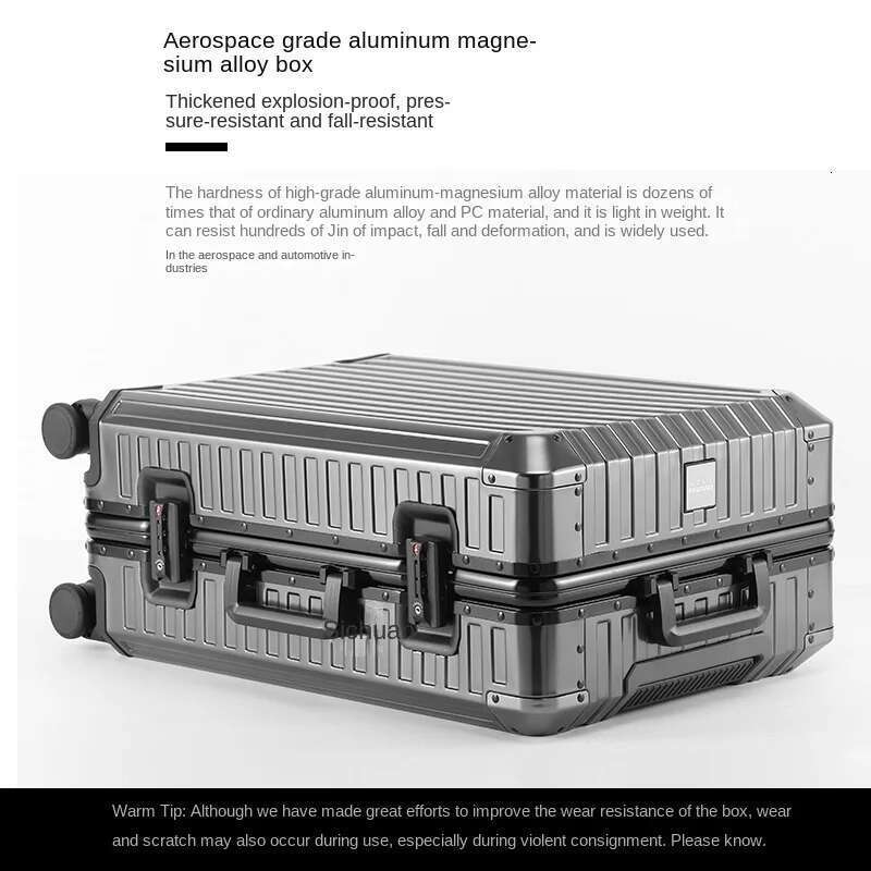 100% Aluminum-magnesium alloy Rolg Lage Aluminium Travel Suitcase Metal Trolley Case Universal Wheel Password Boarding Bag