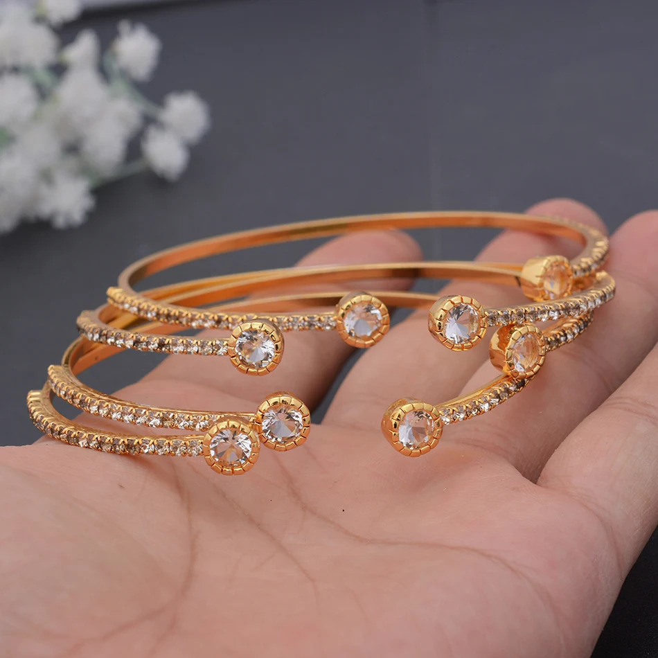 4 pieces/set of green Dubai Ethiopian gold cufflinks suitable for women girls wives African bracelets Arabic bracelets jewelry holiday gifts 250322