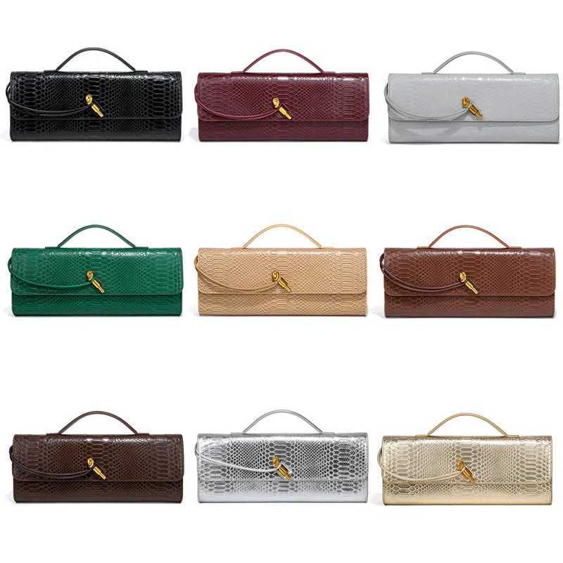 Womens bag snake pattern cross body premium feeling daily womens bag niche design long clutch bag plug shoulder bag high quality Z250324