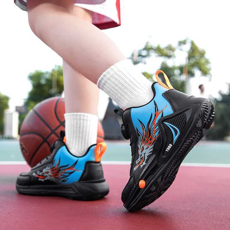 Childrens basketball shoes boys casual sports shoes dragon print fashion childrens sports shoes Tenis shoes lightweight basketball coaching machine W2