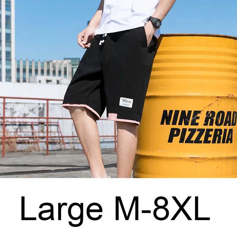 2022 cotton summer new style pull rod shorts mens casual jogging sweatshirt plus size fitness shorts 6XL 7XL 8XL W250324