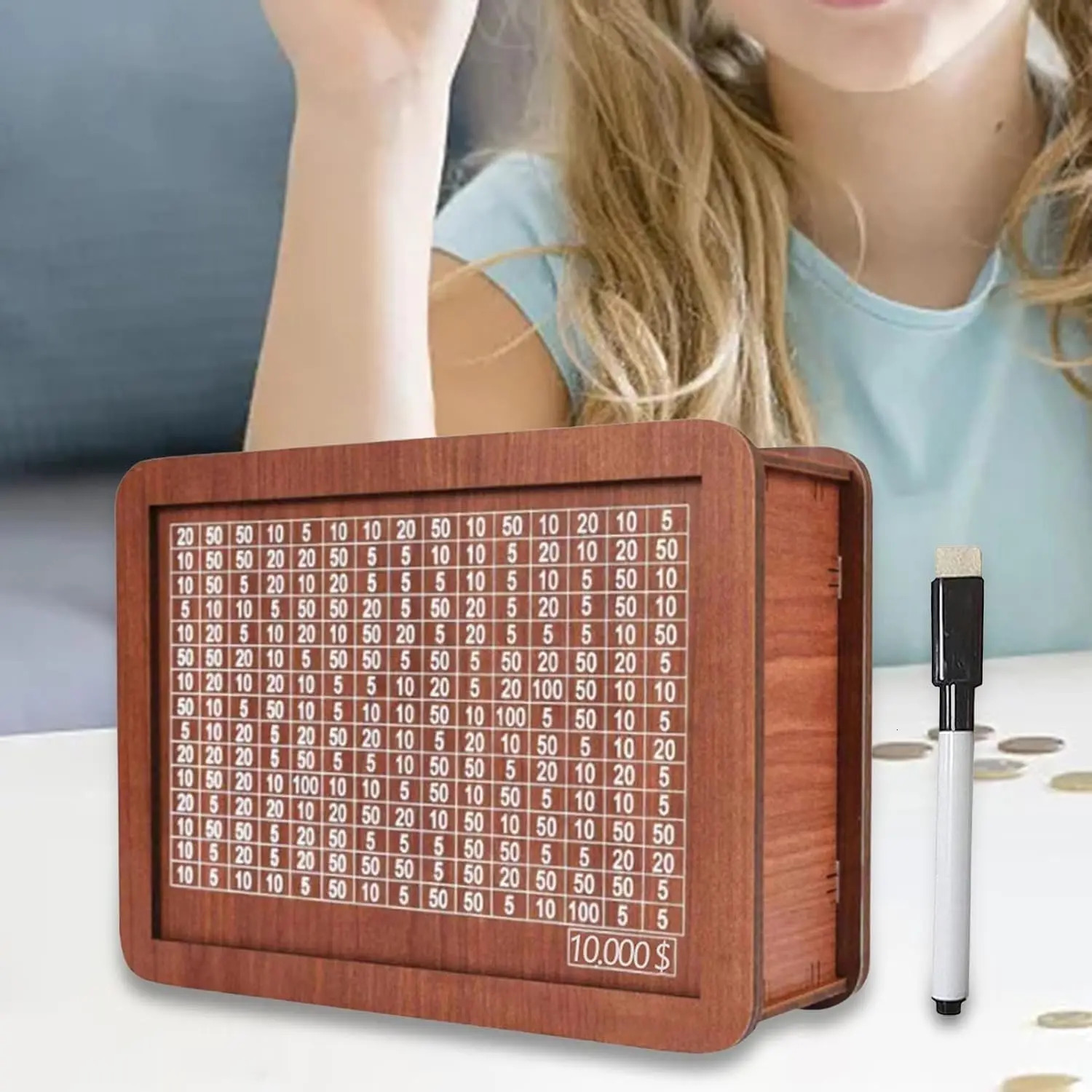 Money Saving Box Cash Saving Money Box 10 000 Saving Challenge Money Bank With Numbers Ticks Retro Coin Saver Box With Target 250325