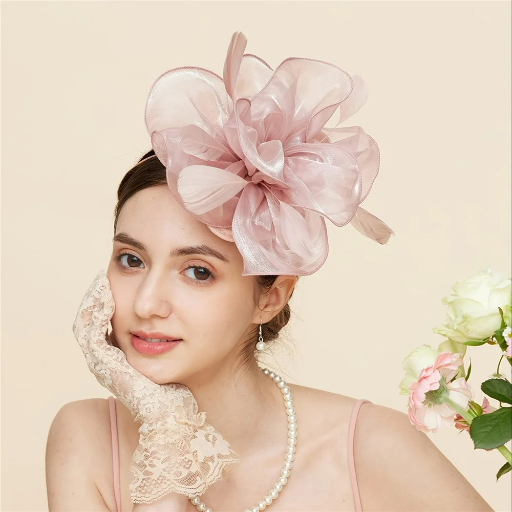Female Charm Hat Tea Party Headband Kentucki Derby Headband Feather Mesh Headband Cocktail Hair Clip 250322