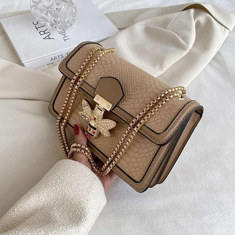 Bee PU Leather Crossbody Bags For Women Chains Shoulder Messenger Bag Female Ladies Satchels Sg Handbags Designer