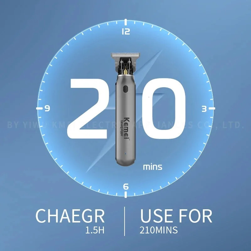 Kemei Hair Liners Clippers Men Beard Trimmer Zero Gapped T-Blade Hair Cutting Machine Cordless Professional Barber Edgers Cutter 250324