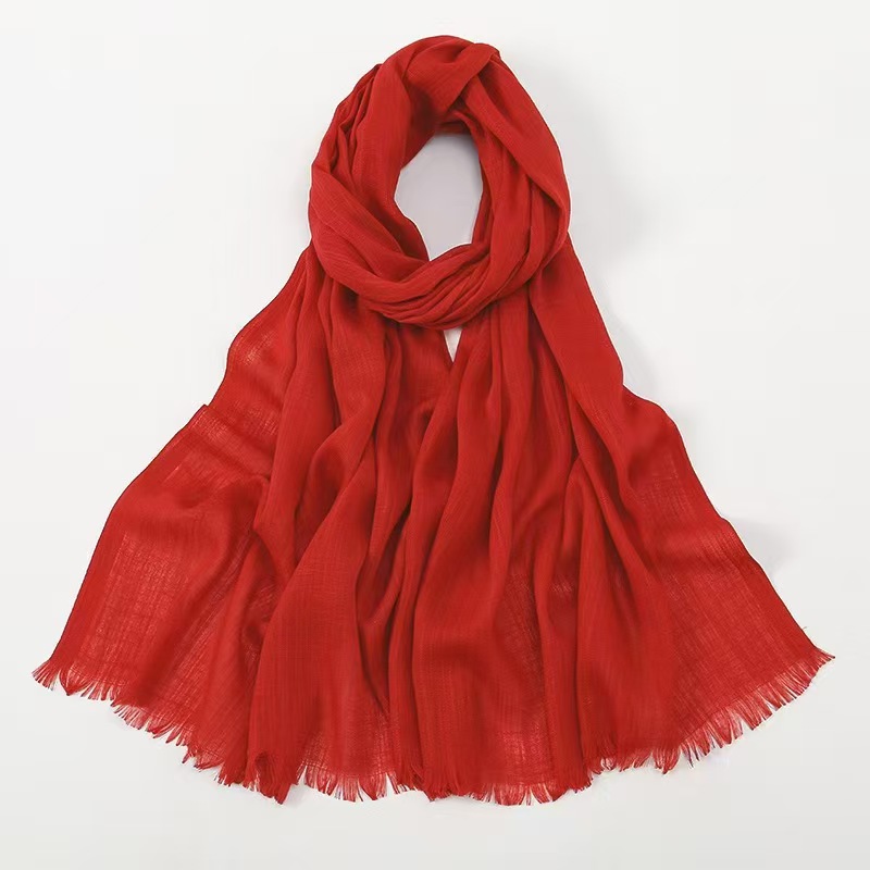 K224 Spring and summer new silk scarf women's fashion sun protection sunshade solid color bamboo cotton neck scarf factory wholesale
