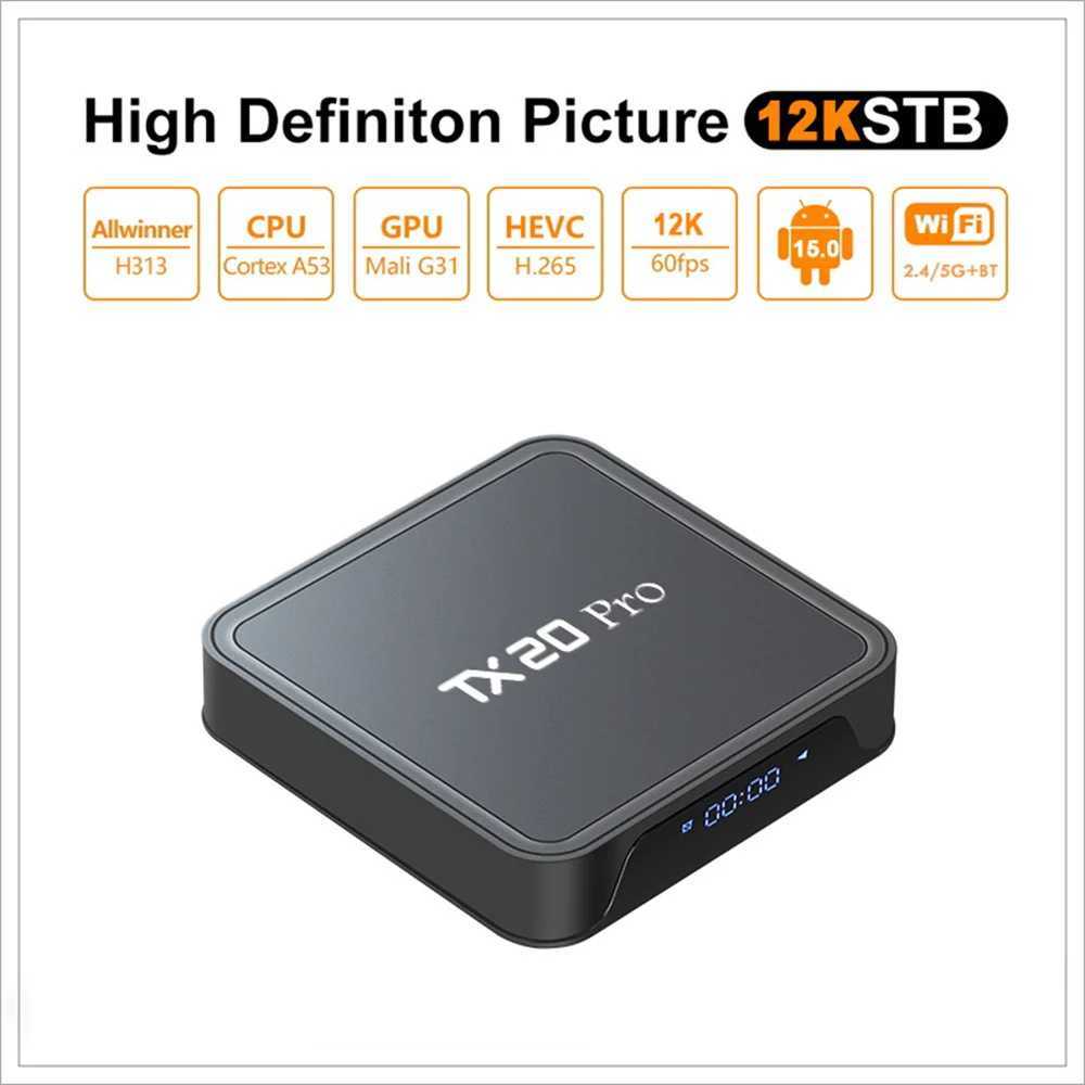 Android 15 new TX20 Pro smart TV box Allwinner H313 8K video decoding upgrade 16G 256G 5G 2.4G BT5.2 dual WiFi set-top box X250325