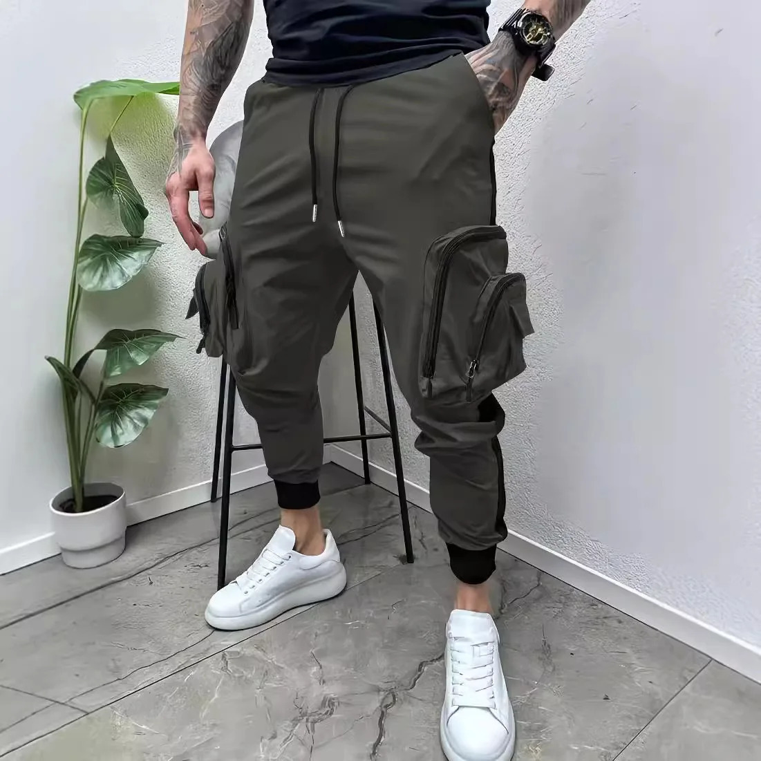 Mens spring and autumn casual super fashionable multi pocket loose ammonia pants 250322
