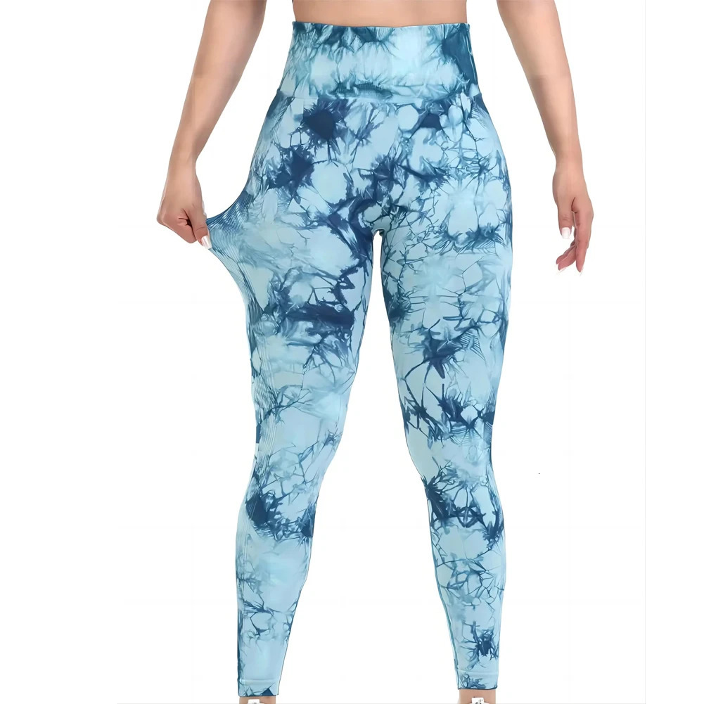Womens tie dye seamless peach hip high waist pants elastic fitness yoga y250324Z