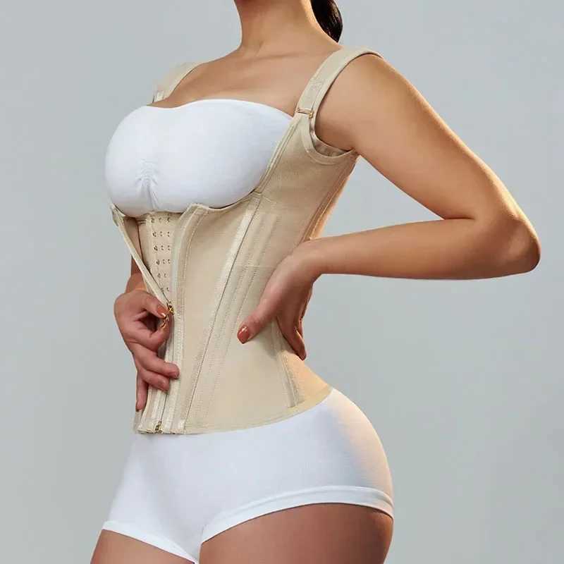 Fajas Colombianas shapewear womens vest top with double compression waist coach tight corset adjustable zipper and hook eyesXJ250325