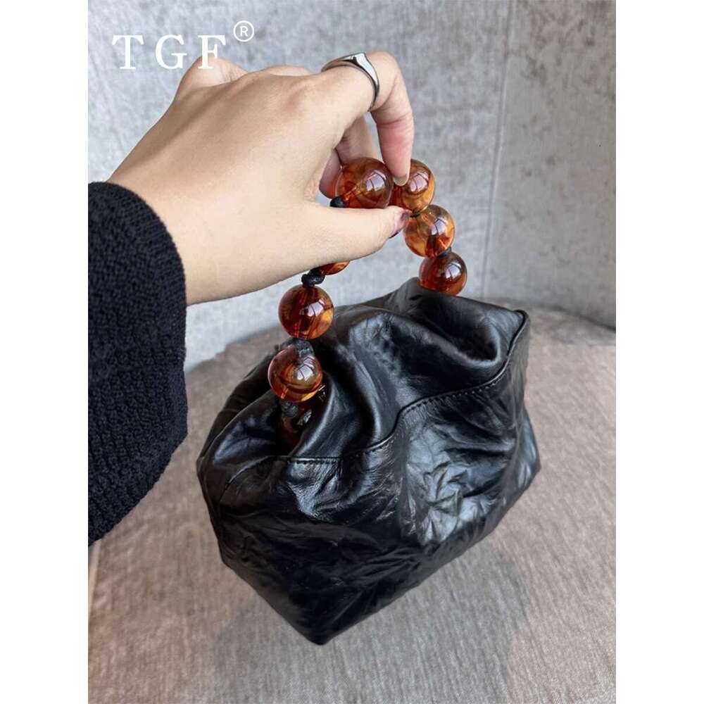Women's Bags TGF niche designer's Chinese style bead for women new hand grip chain carrying crossbody bag