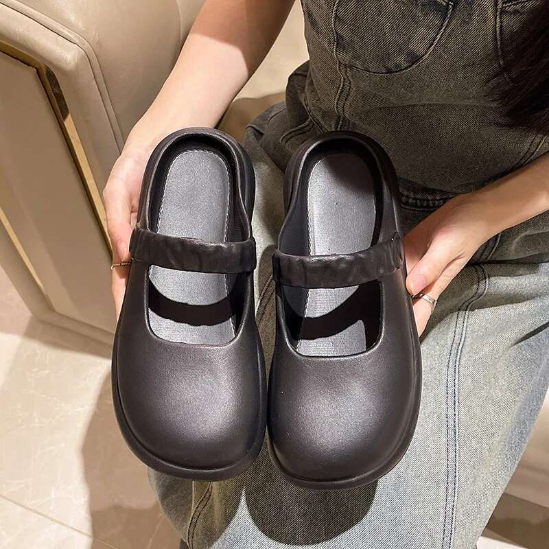 Mary Jane Platform Slippers Woman Flat Designer Women's Sandals Summer 2025 Casual Beach Footwear Girls Indoor Fashion
