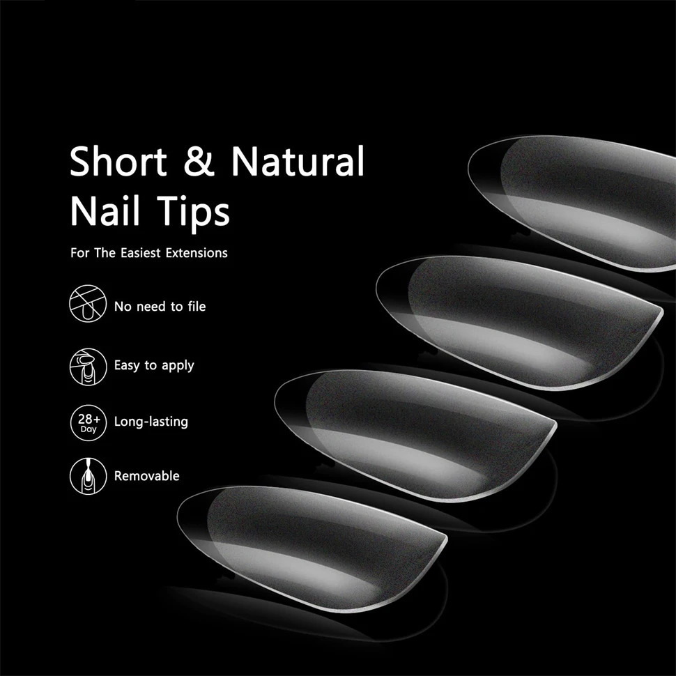 600 pieces of soft gel X nail tip supplies for acrylic nail gel full cover false nail tip ultra short almond nail tip square medium 250324