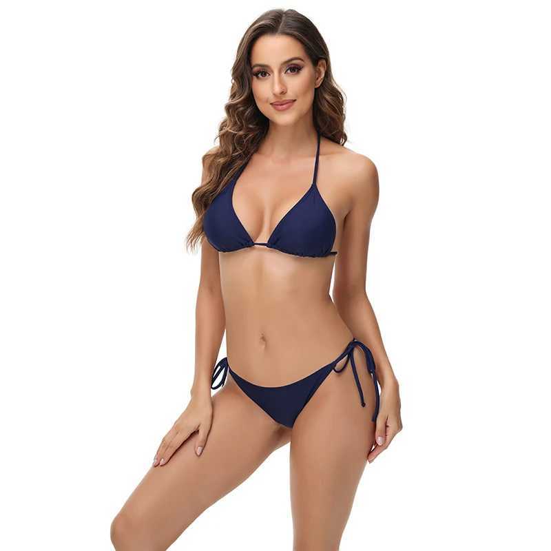 Two piece sexy swimsuit 2024 womens bikini swimsuit beachwear push up solid summer swimsuit Triang bikini swimsuit low waistXJ250324