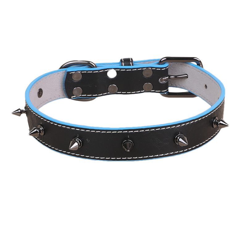 New customized models PU pet collar soft double-layer design rivets decoration fashionable and beautiful cats and dogs common