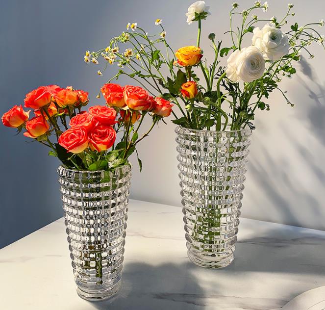 Light and Luxurious Crystal Glass Vases Transparent Decorative Decorations Flower Arrangement Water Culture and Flowers