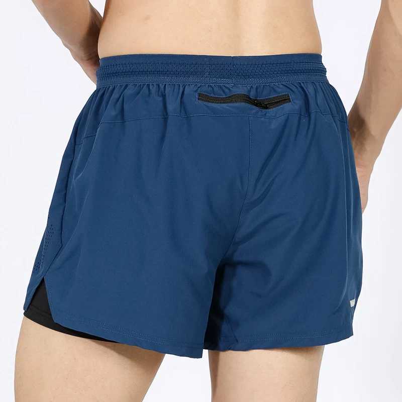 Mens brand shorts running and fitness sports pants 2-inch double-layer jogging and fitness outdoor training beach pants W250324
