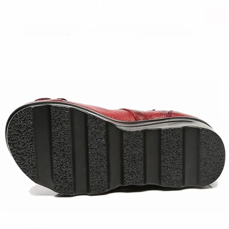 2025 Handmade Flower Womens Boots Round Toe Genuine Leather Ankle Wedge Shoes Retro 250317