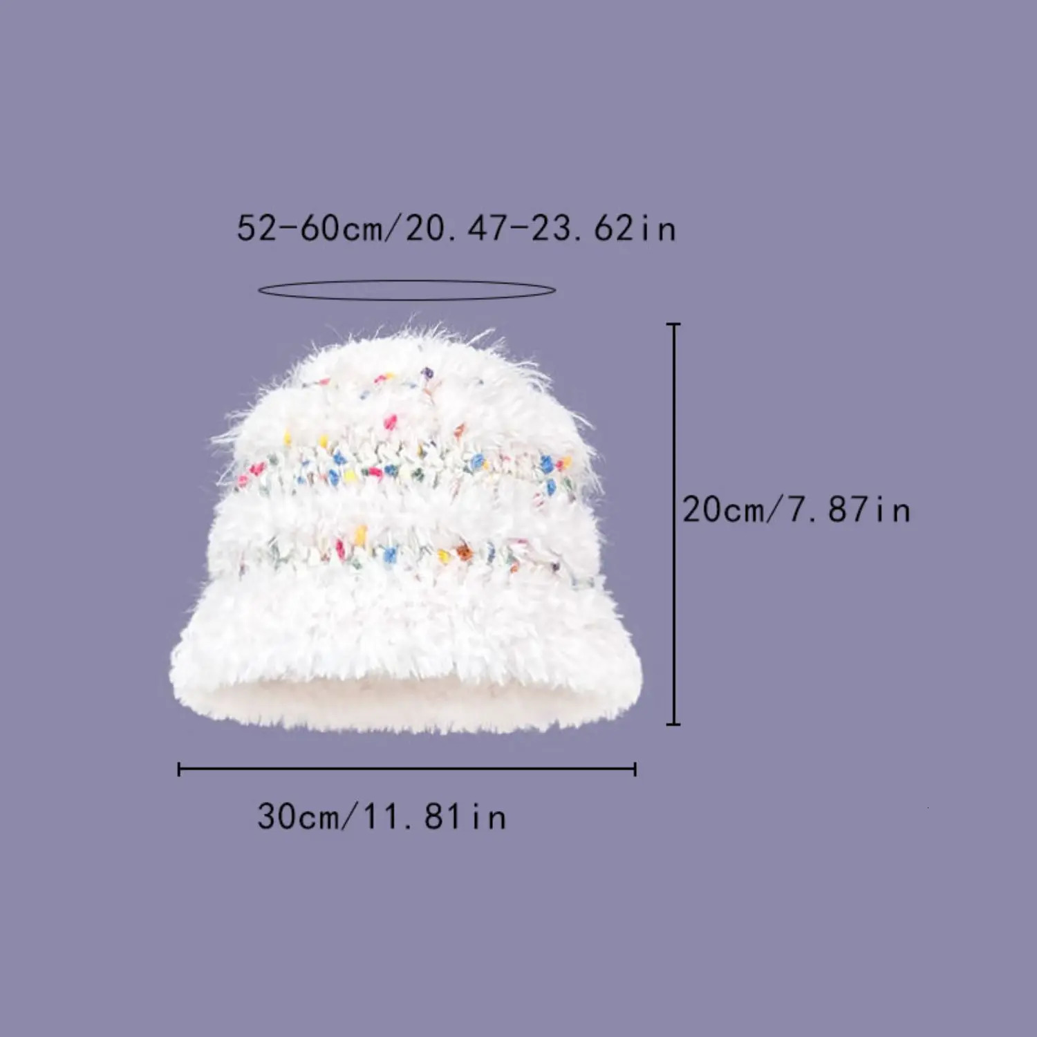 outdoor thickened warm Rainbow Bean Fisherman Hat White Solid Fluffy fishing knit hat for ladies Winter 250320