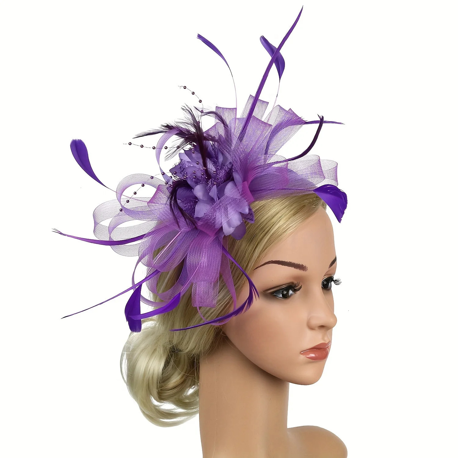 Fascinators Hat Lady Tea Party Headband Flower Cocktail Mesh Feather Hairpin kentucky Hat Wedding 250324