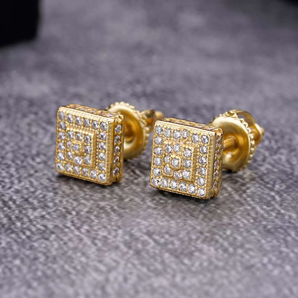 High Quality Custom Moissanite Earing Men 925 Sterling Silver Jewelry Zircon Gold Plated Stud Earrings for Men